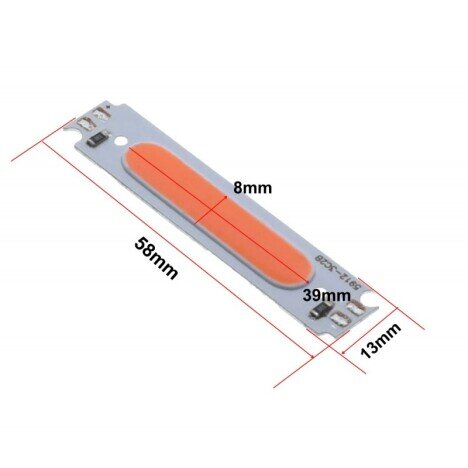 LED COB, 58X13MM / 2W ROSU